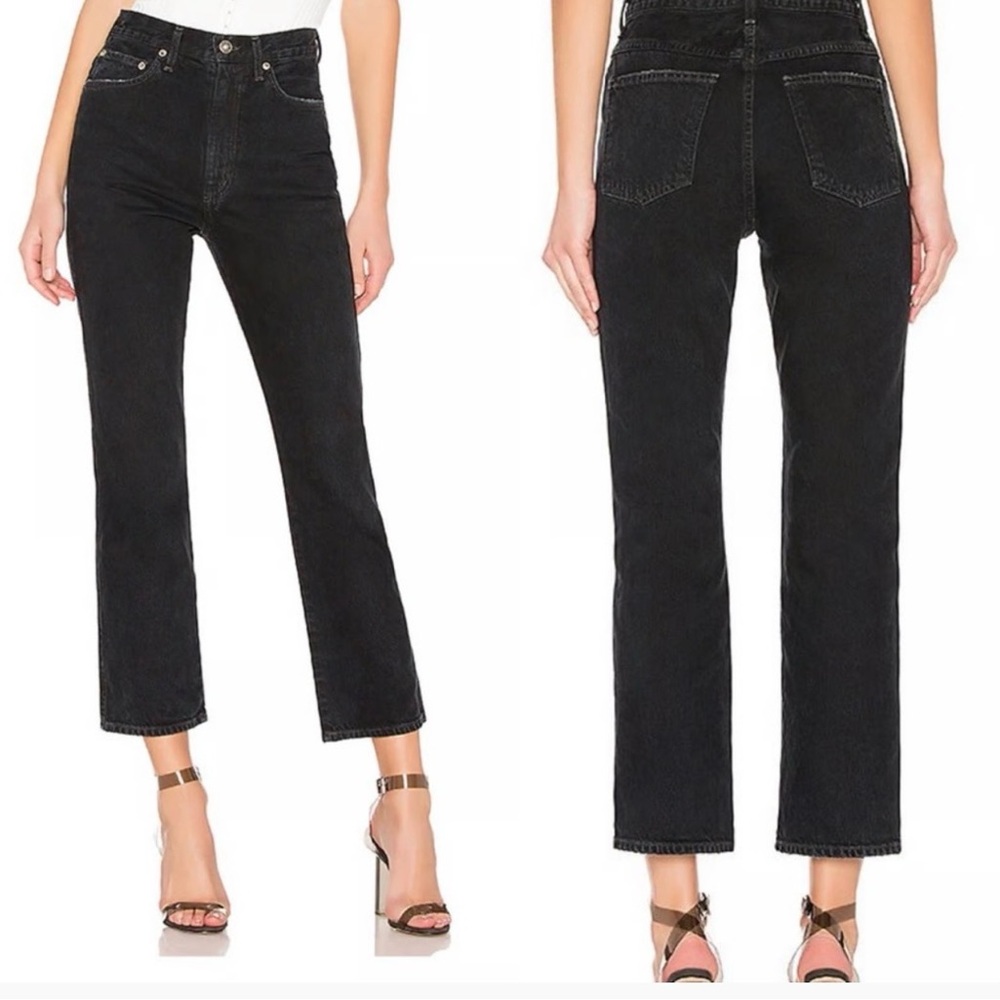 AGOLDE Pinch Waist High Rise Kick in Pepper with Distressed Hem Size 23